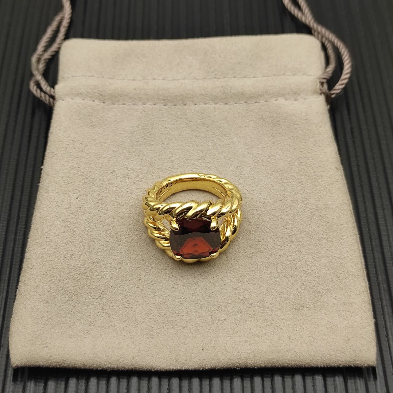 David Yurman Gold and Ruby Ring